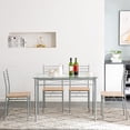 thumbnail image 1 of [110 X 70 X 76Cm] Iron Glass Dining Table And Chairs Silver One Table And Four Chairs MDF Cushion, 1 of 27