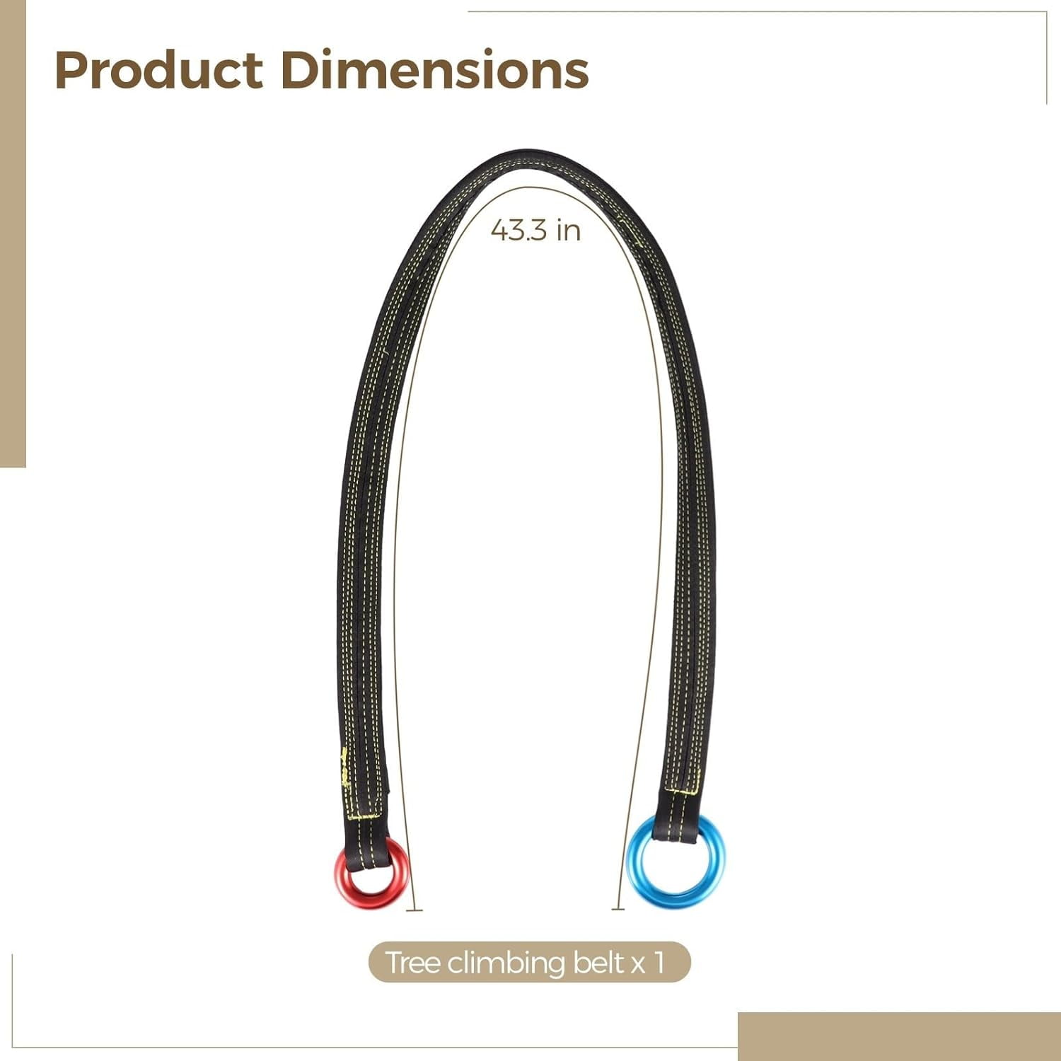 110 cm Climbing Rope for Trees, Arborist Friction Saver Loop Belt, Cambium Saver for Easy Retrieval, 22 KN