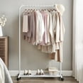 thumbnail image 1 of 110 lb Load Capacity Clothes Rack with Wheels Garment Rack with Storage Shelf Clothing Rack for Bedroom 2 Brakes Steel Frame White, 1 of 8