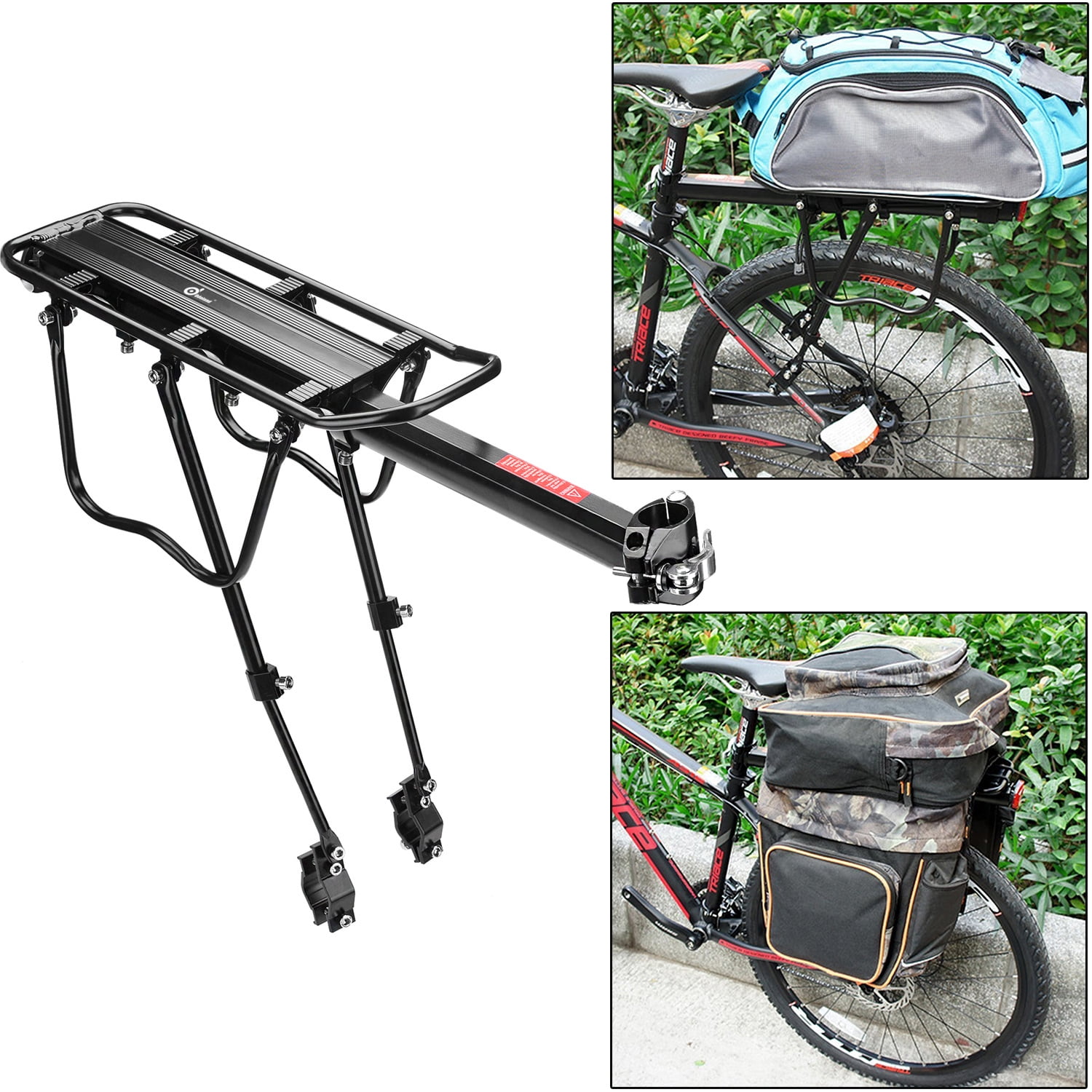 Adjustable Rear Bike Rack 110 Capacity Luggage Cargo Carrier