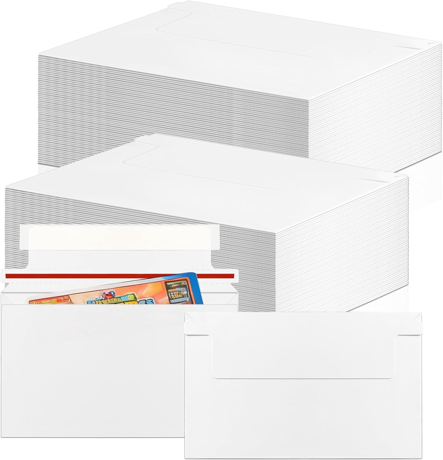 110 packs trading card mailing envelopes, 74.35 inches self-adhesive mailing envelopes, suitable for semi-rigid sleeves, trading card mailing supplies