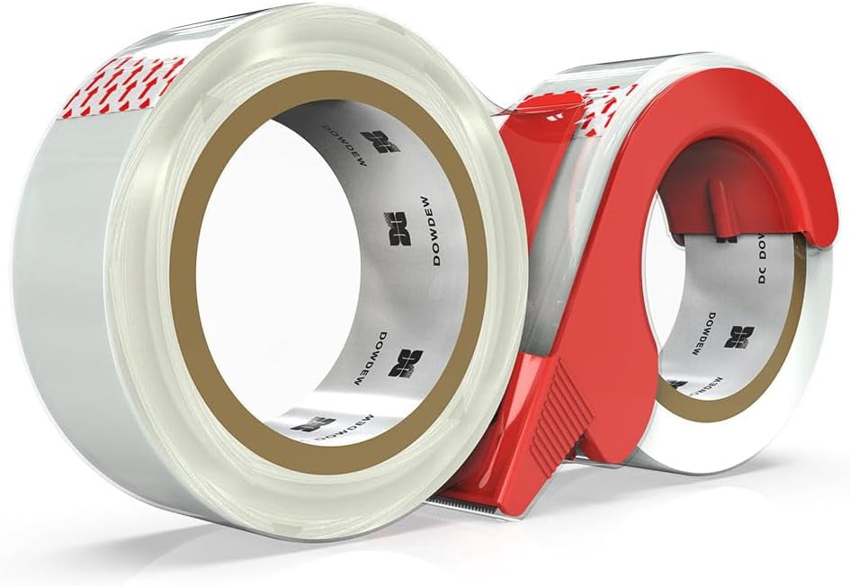 [110 total yards] Dispenser included clear packaging tape [2 packs] Packaging tape 1.88 inches 55 yards refill rolls for transportation mailing handling