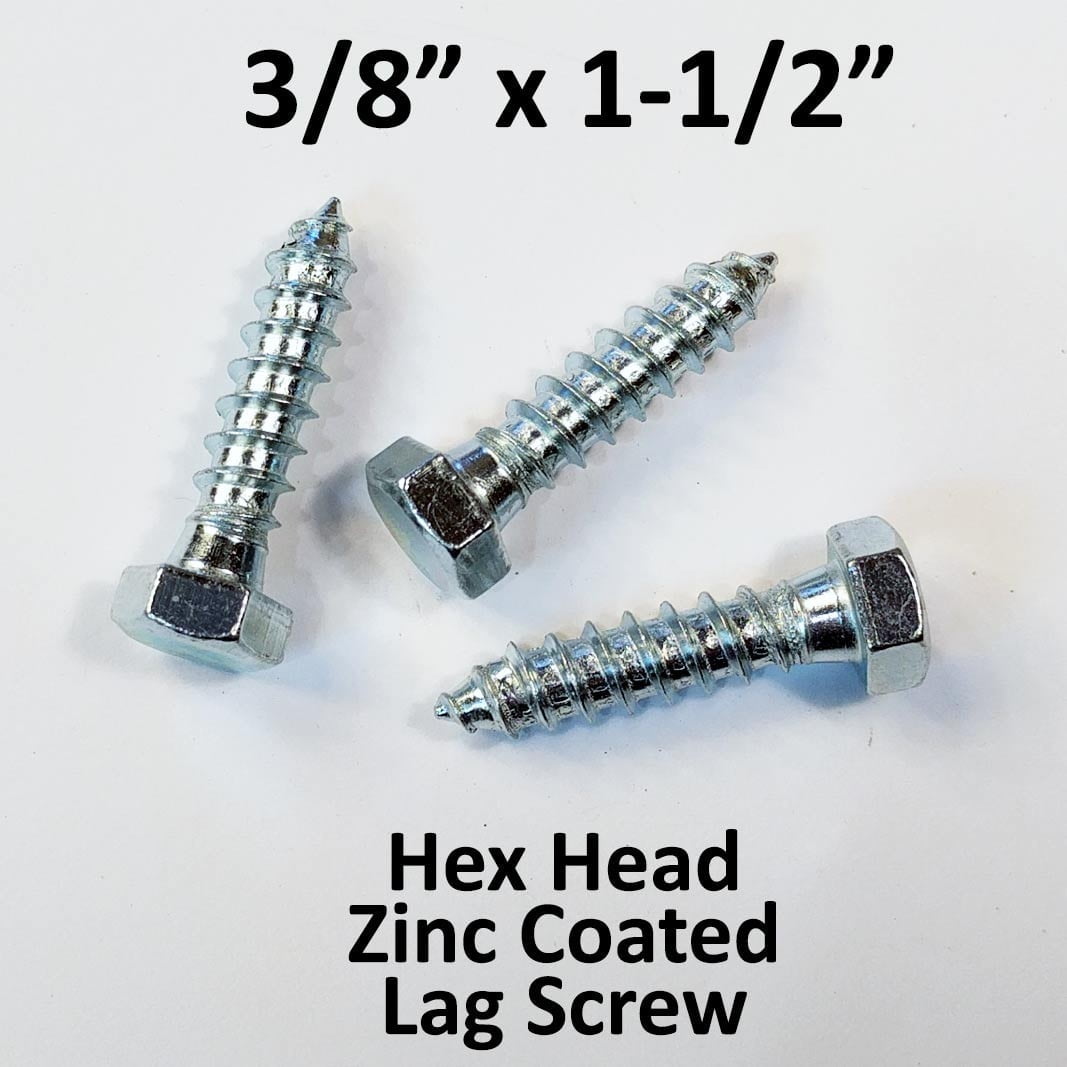 (1100) 3/8" x 1-1/2" Lag Screws WHITE ZINC Hex Head Heavy Duty Wood Bulk Lag Bolt