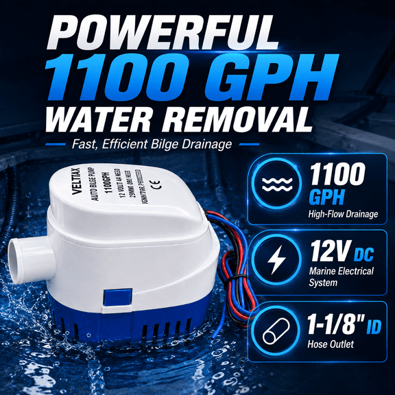 1100 GPH Automatic Boat Bilge Pump Kit, 12V with 3-Way Switch Panel