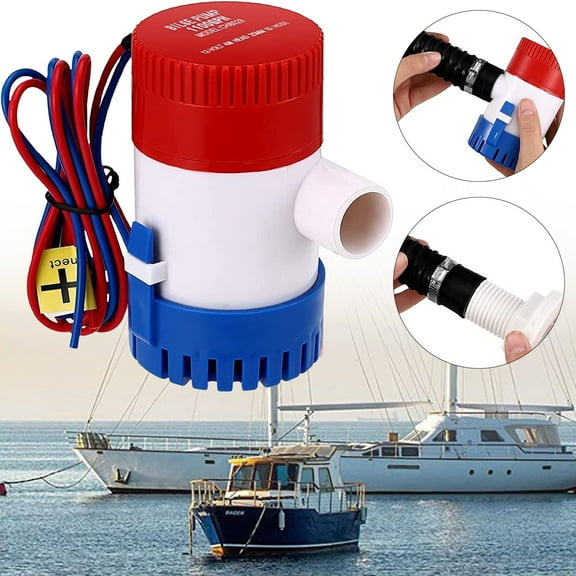 1100 Gph Bilge Pump, 12V Submersible Boat Accessory, Non-Automatic Bilge Pump for Boats, Pools, Spas, and Rvs, Silent Pump