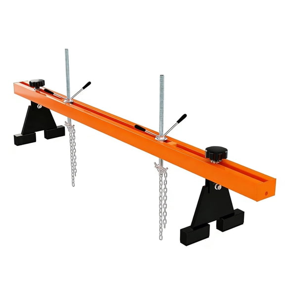 1100 LB Engine Support Bar - Adjustable Height Motor Lift Hoist with Dual Hooks, Ball Bearing Chains, Heavy Duty Leveler for Auto Repair-Orange | 1.5 Meter Balance Frame