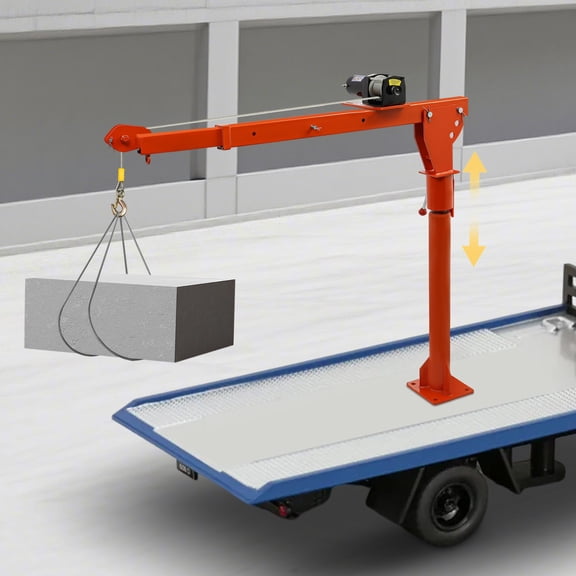 1100 LB Truck-Mounted Crane Hoist, Truck-Mounted Crane with 12V Electric Winch, Pickup Truck Jib Cranes, Electric Winch Capacity: 1587kg/3500lb
