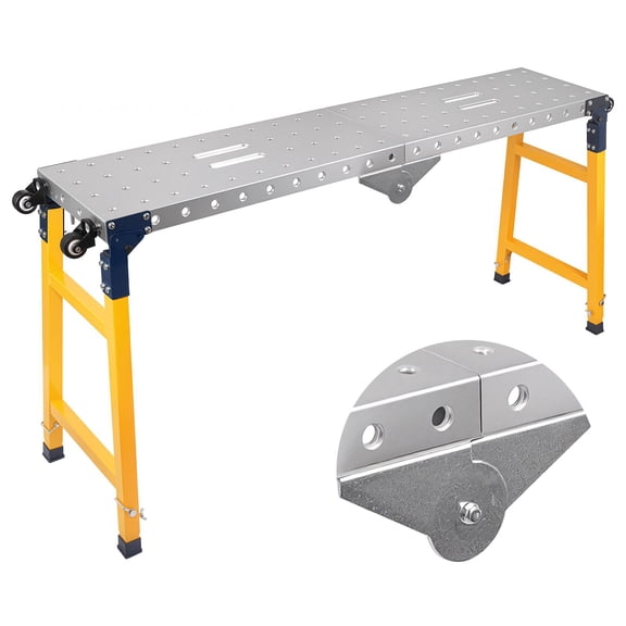 1100 LBS Load Capacity Welding Table, Foldable Work Platform with Anti-Slip Surface & Anti-Rust Coating, Portable Scaffolding Work Bench for Auto Repair Field Maintenance
