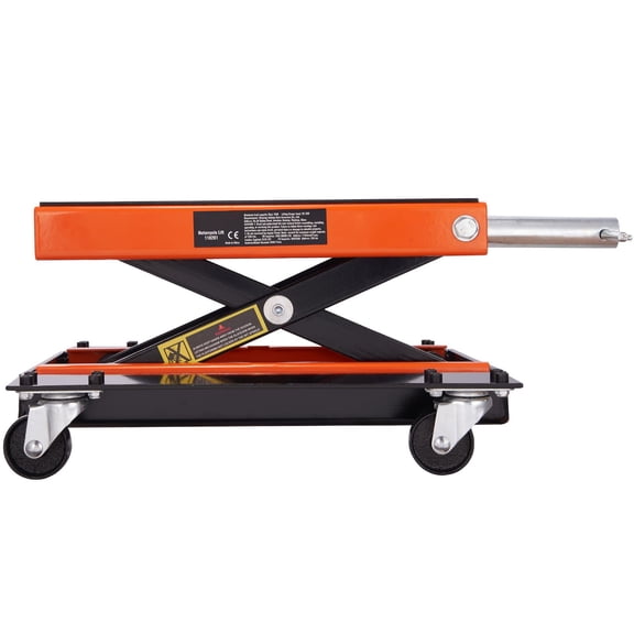 1100 LBS Motorcycle Scissor Lift Jack with Dolly Hand Crank Center Hoist Stand Wide Deck Tool Tray for Street Bikes Cruiser Bikes Touring Motorcycles ATV
