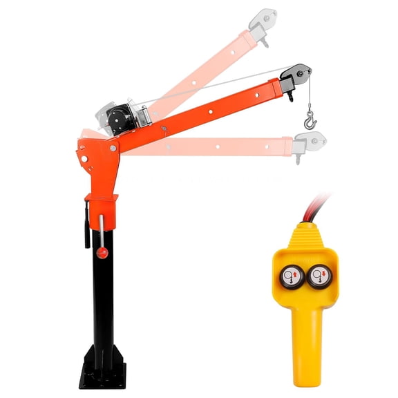 1100 LBS Truck Bed Crane Hoist, 3500 LBS 12V Electric Winch, Alloy Steel Jib Crane with 360 Swivel & 3 Adjustable Boom Lengths, Telescoping Hoist for Engine Removal, Heavy Lifting & Jeep Hard Top