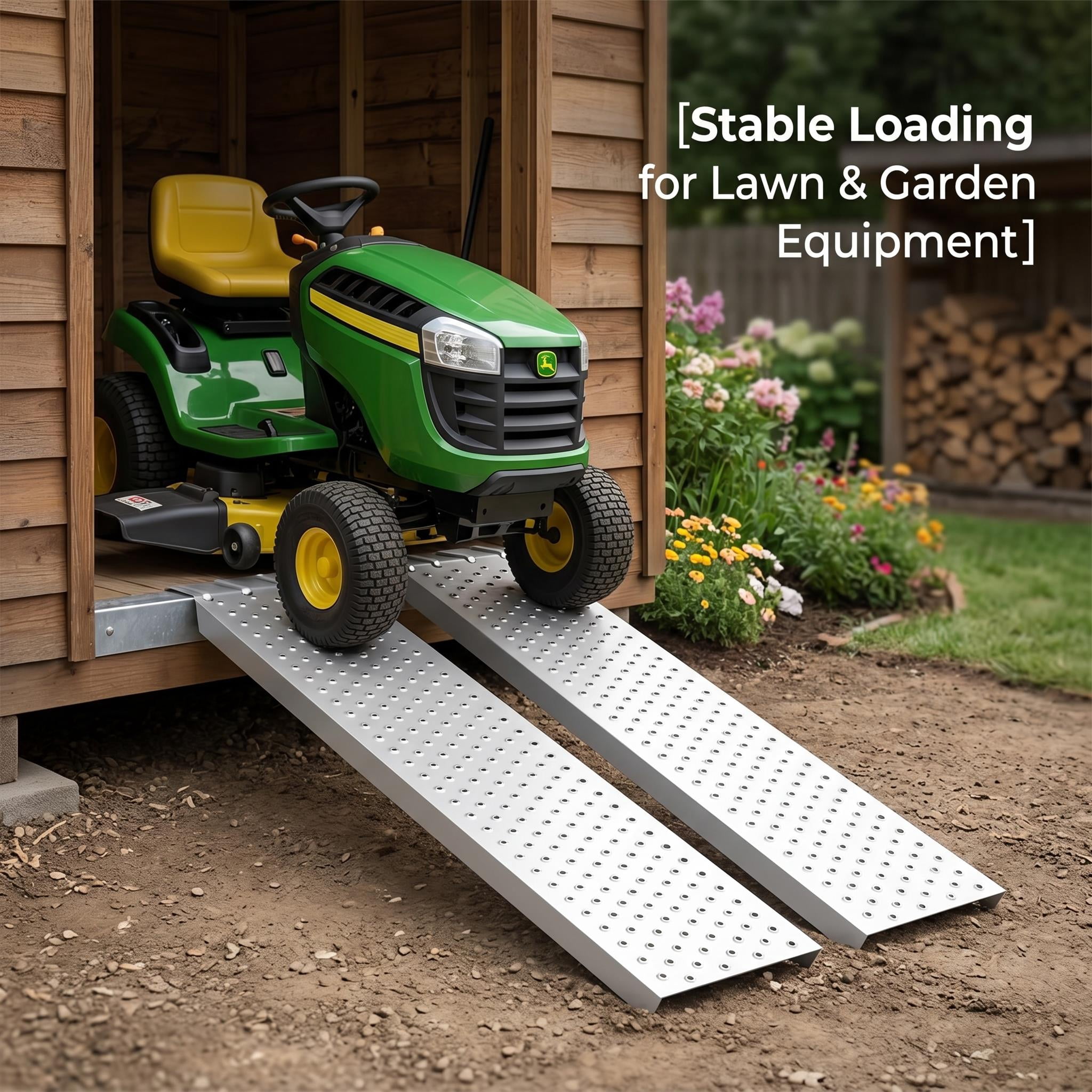 1100 Lbs Aluminum Shed Ramp, Lawnmower Ramps for Shed for Lawn Mowers ...