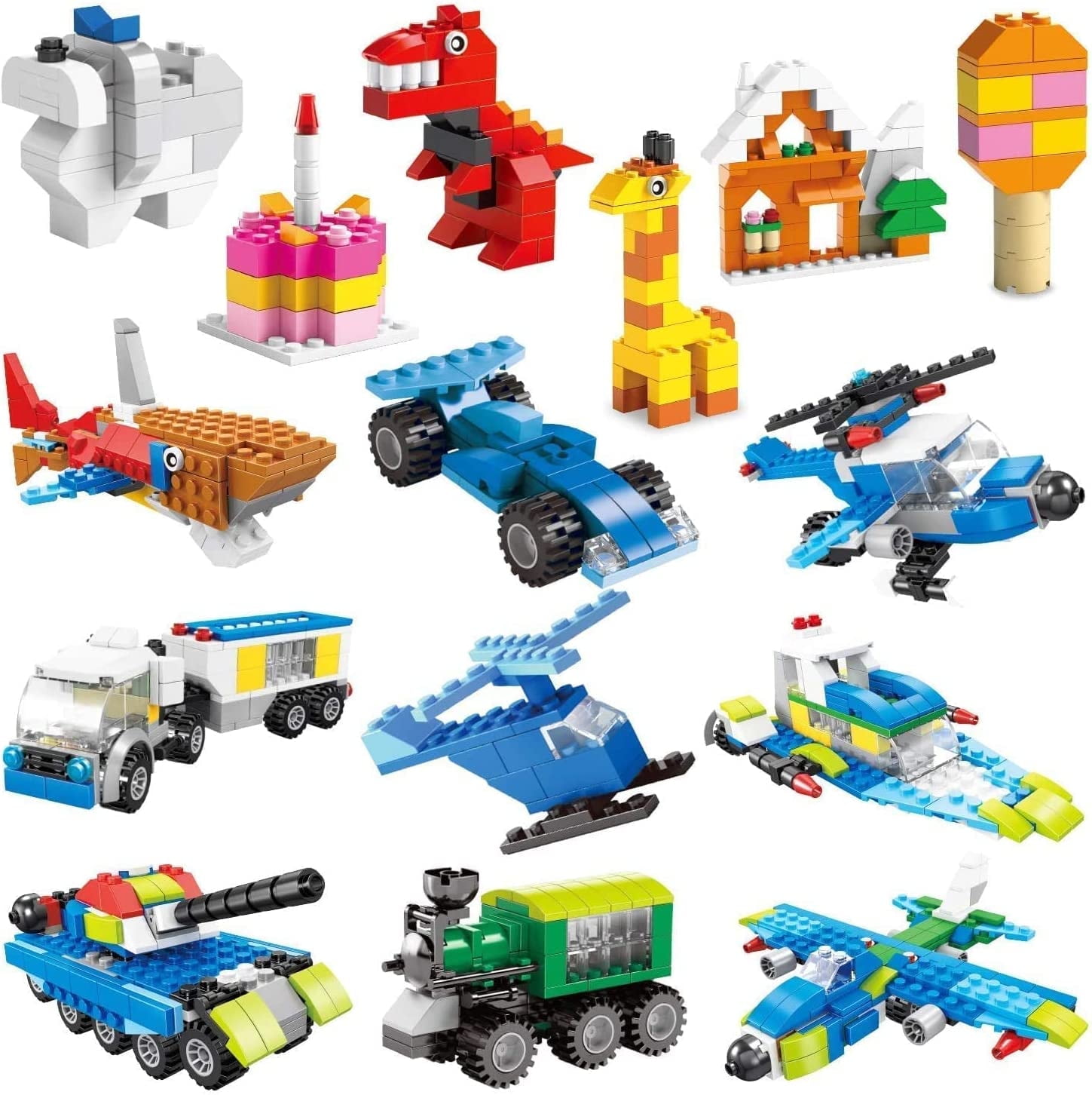 1100 Piece Multicolor Building Bricks Set with Mixed Shapes