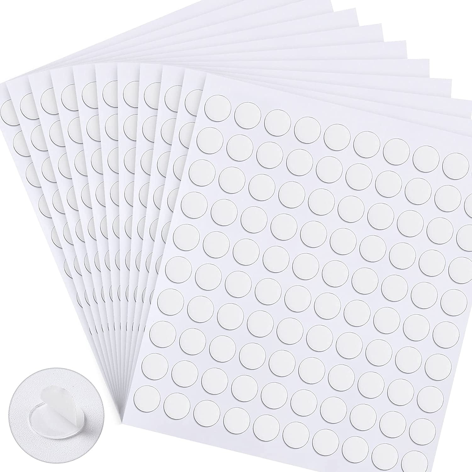 1100 Pieces Double Sided Adhesive Dots Clear Sticky Tack Removable Stickers Acrylic Round Putty No Traces Sticky Putty Waterproof Sticky Dot for Craft DIY Art Office Supplies (10mm, 1100)