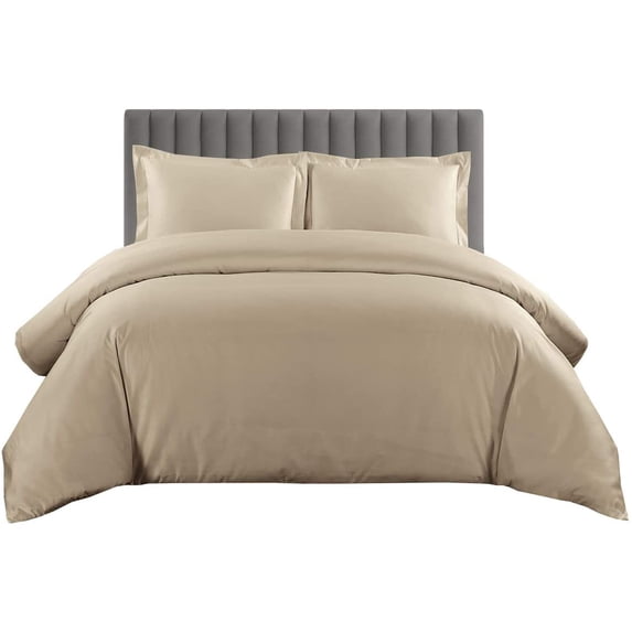 1100 TC 100% Egyptian Cotton Duvet set Zipper Closur Ultra Soft Durable and Fade Resistant Color Beige Solid size King