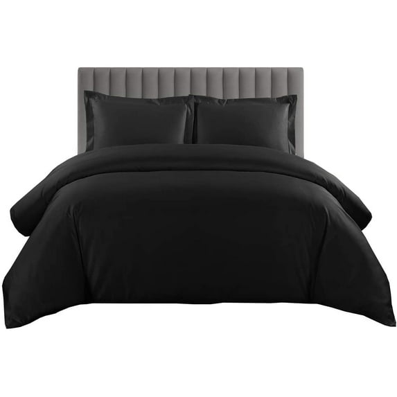 1100 TC 100% Egyptian Cotton Duvet set Zipper Closur Ultra Soft Durable and Fade Resistant Color Black Solid size Twin/Twin Xl