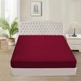 thumbnail image 1 of 1100 Thread Count 100% Egyptian Cotton 3-Piece Fitted Sheet ( 1 Fitted Sheet + 2 Pillow Covers) 27 Inches Deep Pocket Size California-King Color Burgundy Solid, 1 of 6