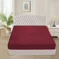 thumbnail image 1 of 1100 Thread Count 100% Egyptian Cotton 3-Piece Fitted Sheet ( 1 Fitted Sheet + 2 Pillow Covers) 30 Inches Deep Pocket Size Full XL Color Burgundy Stripe, 1 of 6