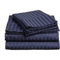 thumbnail image 1 of 1100 Thread Count 100% Egyptian Cotton 3-Piece Flat Sheet (1 Flat Sheet + 2 Pillow Covers) Size Full Color Navy Blue Stripe, 1 of 5