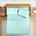 thumbnail image 1 of 1100 Thread Count 100% Egyptian Cotton 4-Piece Bed Sheet Set (1 Flat, 1 Fitted Sheet, 2 Pillow Covers) 15 Inches Deep Pocket Size Twin Color Aqua Blue Solid, 1 of 6