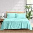 thumbnail image 1 of 1100 Thread Count 100% Egyptian Cotton 4-Piece Bed Sheet Set (1 Flat, 1 Fitted Sheet, 2 Pillow Covers) 15 Inches Deep Pocket Size Twin Color Aqua Blue Stripe, 1 of 5