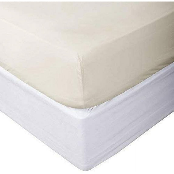 1100 Thread Count 3 Piece (1- Fitted Sheet + 2- Pillow cover) Quality 27 Inch Deep Pocket 100% Egyptian Cotton Color Ivory Solid Size Twin