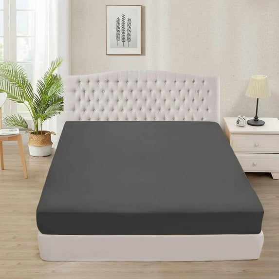 1100 Thread Count 3 Piece (1- Fitted Sheet + 2- Pillow cover) Quality 30 Inch Deep Pocket 100% Egyptian Cotton Color Dark Grey Solid Size Full