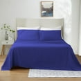 thumbnail image 1 of 1100 Thread Count 4 Piece Quality Sheet Set 21 Inch Deep Pocket 100% Egyptian Cotton Color Royal blue Stripe Size California King, 1 of 5