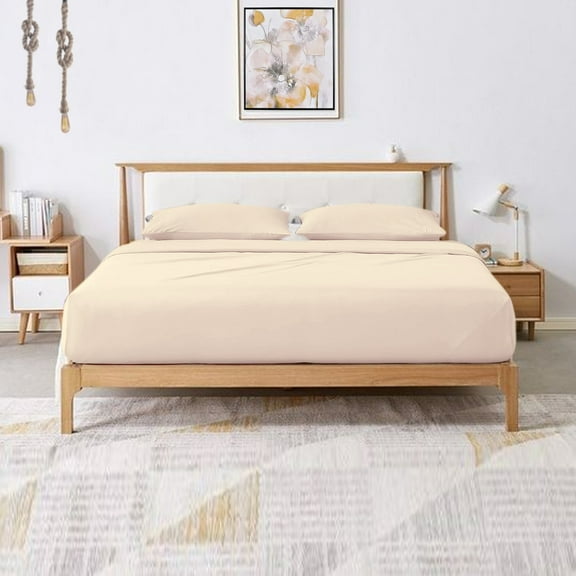 1100 Thread Count 4 Piece Quality Sheet Set 27 Inch Deep Pocket 100% Egyptian Cotton Color Ivory Solid Size Twin