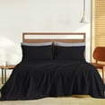 thumbnail image 1 of 1100 Thread Count 4 Piece Quality Sheet Set 30 Inch Deep Pocket 100% Egyptian Cotton Color Black Solid Size King, 1 of 7