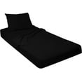 thumbnail image 1 of 1100 Threat Count 100 % Egyptian Cotton 4-Pcs Sheet for Cot Bunk Bed-Perfect for Narrow Twin/Cot Size/Rv Bunk/Guest Bed Replacement Deep 10-Inch Color Black Solid Cot Size Sheets- 30" X 80", 1 of 5