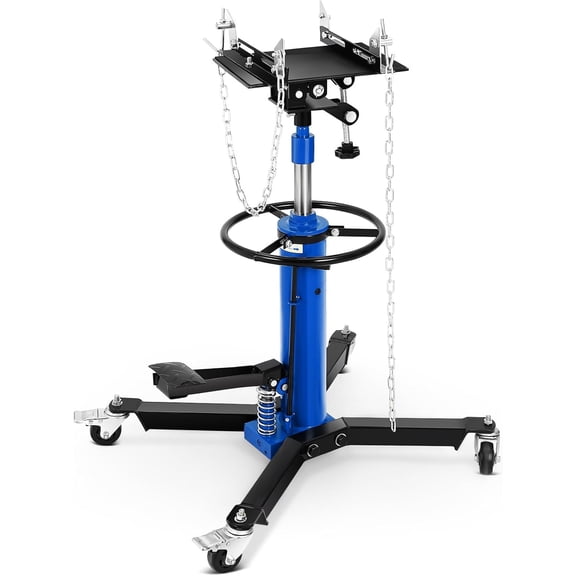 1100 lb Hydraulic Transmission Jack 2-Stage Telescopic 33-69 In Lift with Foot Pedal