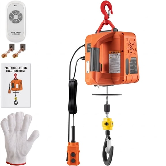1100 lbs Electric Hoist Winch, 110V Portable Power Crane with 25ft Lift, 3-in-1 Remote Control & Overload Protection