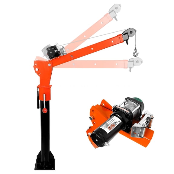 1100 lbs Folding Electric Pickup Truck Crane, Truck Bed Crane with 360 Rotational Capability, Alloy Steel Pickup Truck Crane with Electric Winch 2000 lbs 12V for Construction Lifting