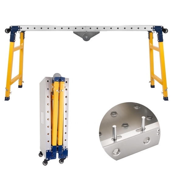 1100 lbs Portable Steel Work Platform & Welding Table Foldable with 5 Adjustable Heights (29-48"), 360 Caster Wheels, Anti-Rust Coating, for Painting, Cleaning, Decorating
