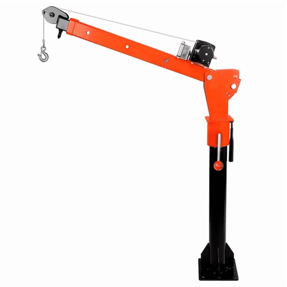 Steel Pickup Truck Crane Hoist, 1100 lbs Capacity, 2000 lbs 12V Winch, 360° Swivel, Extendable Boom Height 59.06-86.61 in, Workshops, Factory Sites