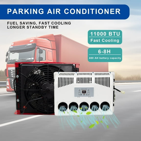 11000 BTU DC 12V Truck Cab Air Conditioner Split AC Kit for Semi Trucks Bus RV Caravan