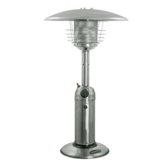 11000 BTU Steel Propane Cylindrical Pole Tabletop Patio Heater, Silver