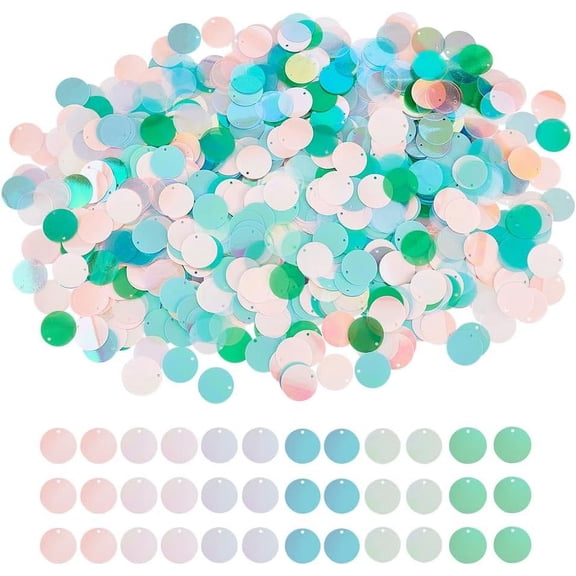 1100Pcs 6 Color Large Sequins with Hole 0.8 Inch PVC Laser Round Paillettes Colorful Sequins Craft Paillettes Loose Sequin Embroidery Spangles