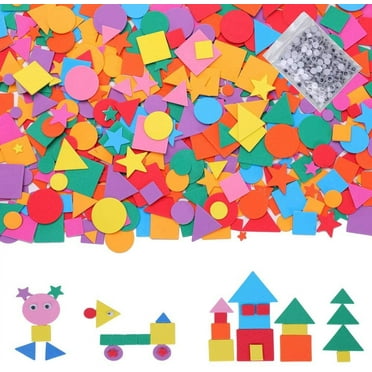 1100Pcs Foam Stickers Foam Shapes Stickers for Kids,Felt Stickers for Crafts Mini Geometric Stickers Assorted Colors