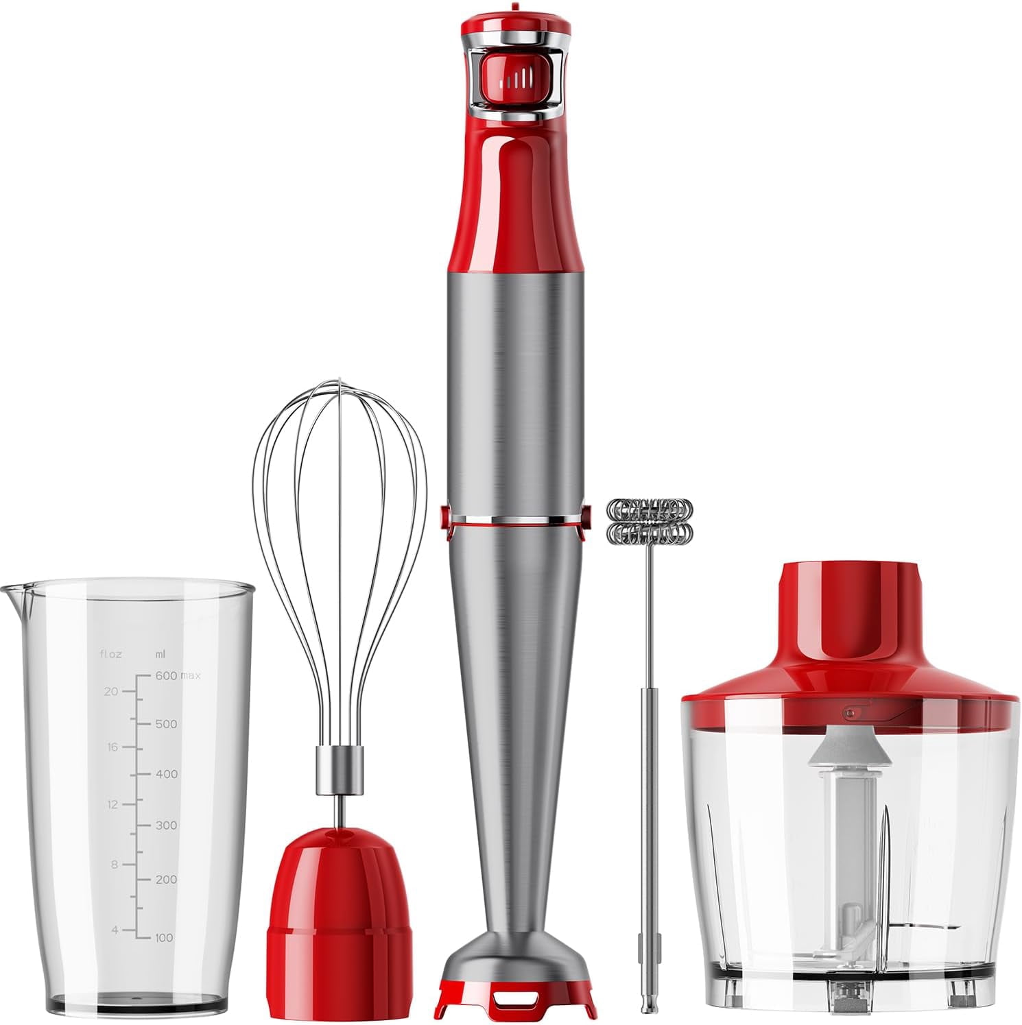 1100W 5-in-1 Handheld Immersion Blender, Variable Speed Corded Stick Blender with Chopper Whisk and Frother