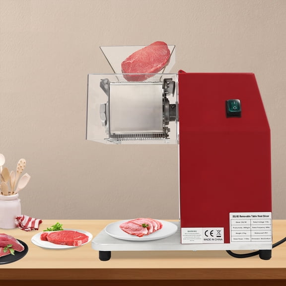 1100W Electric Meat Cutting Machine, Meat Shredding Machine, Stainless Steel Food Cutter for Kitchen Restaurant Supermarket Lamb Beef Chicken, Red