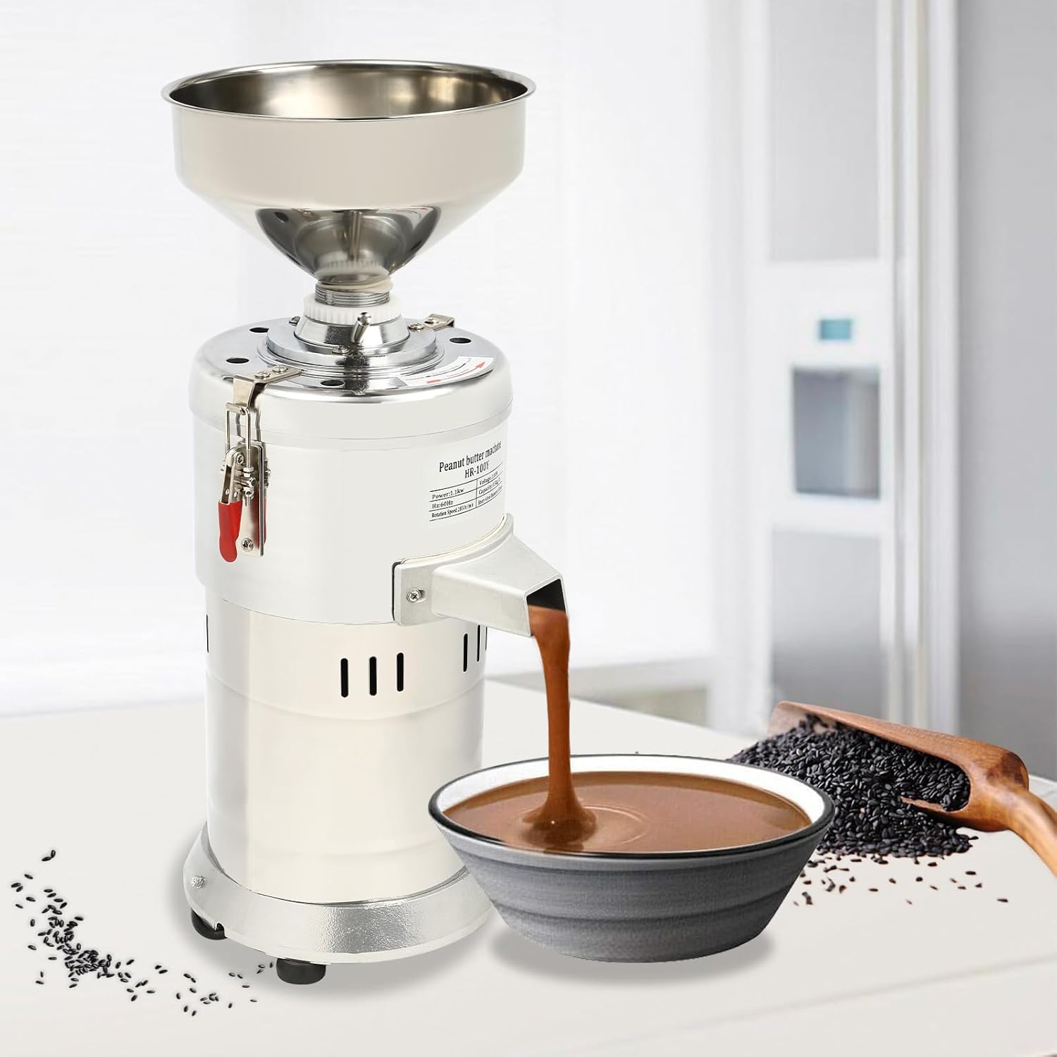 1100W Peanut & Sesame Sauce Grinder, High-Capacity Nut Butter Mixer ...