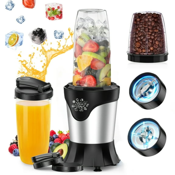 1100W Portable Personal Blender for Shakes & Smoothies, with 222Oz To-Go Cups, Portable Coffee Grinder & 10Oz BPA-Free Travel Cup, Countertop Mixer Blender for Home & Travel
