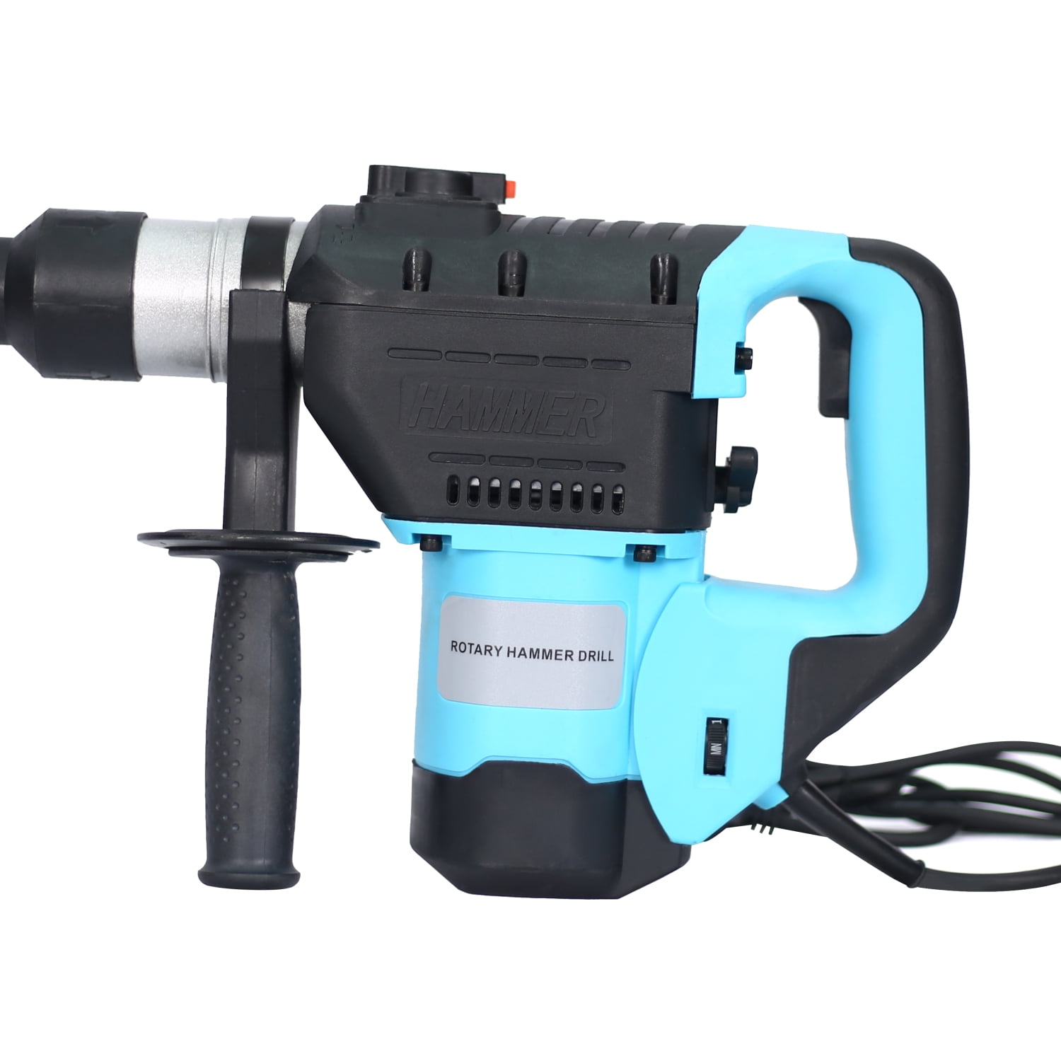 1100W Rotary Hammer Drill 1-1/2” SDS Plus 3 Functions Blue Black for Efficient Drilling