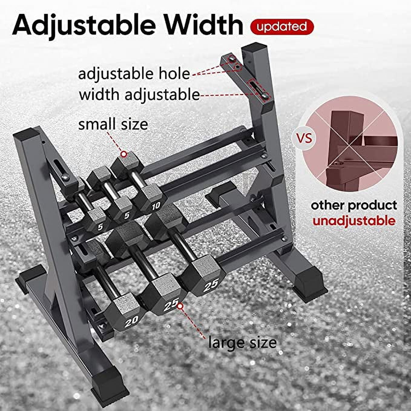 1100lbs Adjustable 3 Tier Dumbbell Rack Stand, Hex dumbbells Hand