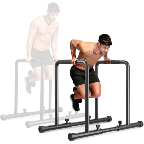 1100lbs Adjustable Dip Bar Heavy Duty Steel Dip Station Home Dip Stand with Two Safety Connectors, Parallel Bars Dip Equipment for Calisthenics, Strength Training