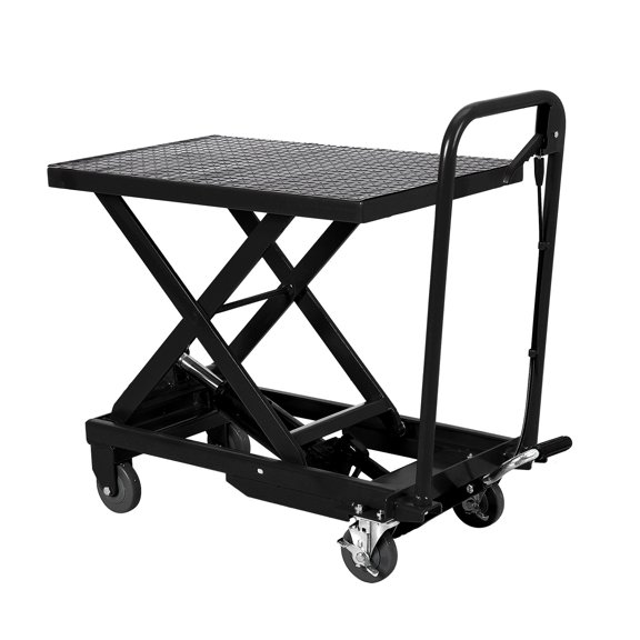 1100lbs Hydraulic Lift Table Cart, 33.5" Lifting Height, Manual Single Scissor Lift Table with Non-Slip Pad, Elevating Hydraulic Cart for Material Handling and Transportation