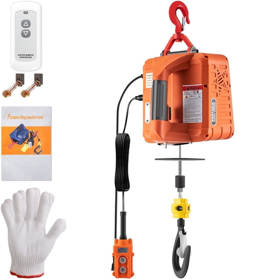 3-in-1 Electric Hoist Winch, 1100 lbs Portable 110V Power Winch Crane with Wireless, Wired and Manual Control, 1500W Motor, 25 ft Lift Height, Galvanized Steel Cable for Lifting and Towing