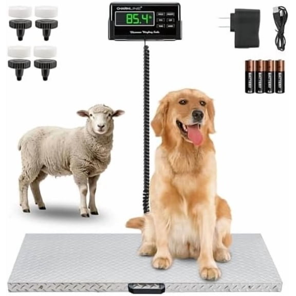 1100lbs x 0.2lbs High Accuracy Digital Postal Scale with 41x21 in Large Stainless Steel Platform, Heavy Duty Scale for , Pig, Goat Sheep, & AC Adapter , Slip-Resistant