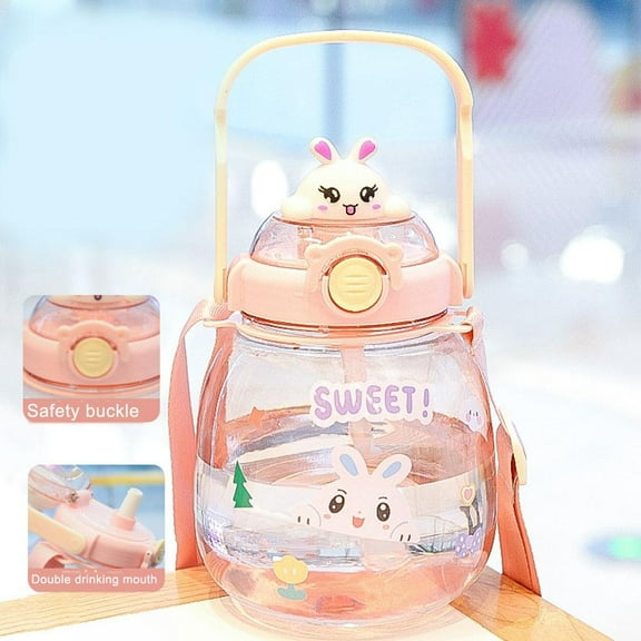 1100ml Dickbauchbecher Kinder Wasserbecher Kunststoff-Strohbecher Fassun∽❄ L1C2